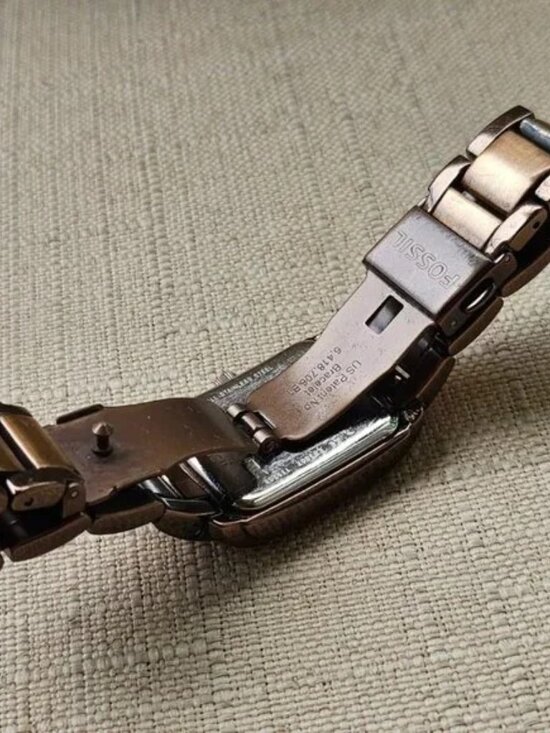 Fossil Women Watch Tank 23mm Copper Brown Metallic Wristwatch New Battery 6\